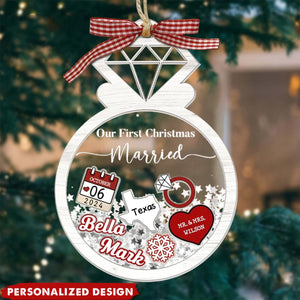 Our First Christmas Married--Personalized Acrylic Wedding Couple Memorial Ornament