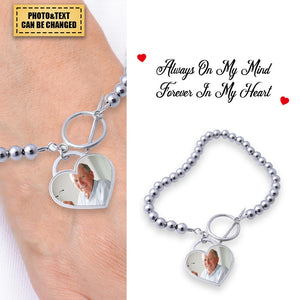 Custom Photo I'll Carry You Personalized Heart silver bracelet