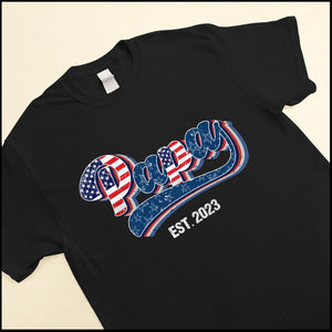 American Flag Papa Grandpa Est Year Personalized Shirt