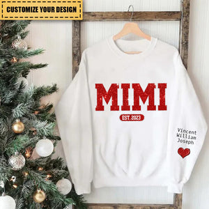 Glitter Custom Name Mimi Nana Grandma Est And Kids Sweatshirt