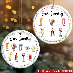 Personalized Family Drink Circle Ceramic Ornament