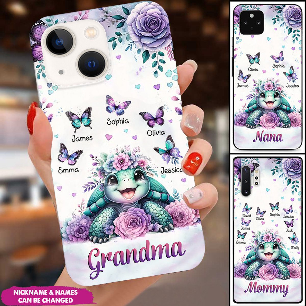 Personalized Purple Rose With Turtle Custom Butterfly Phone Case