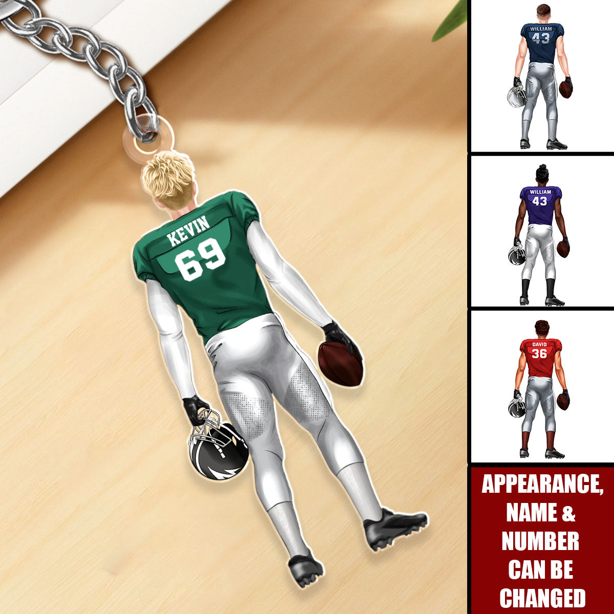 Personalized American Football Keychain - Gift For Football Lover