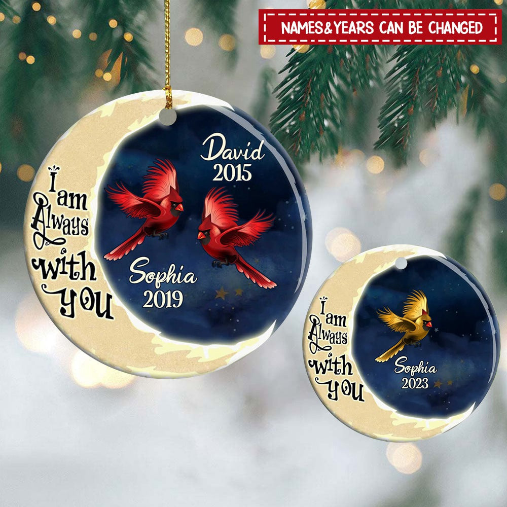 Christmas Cardinal Moon Always With You Memorial Personalized Ornament