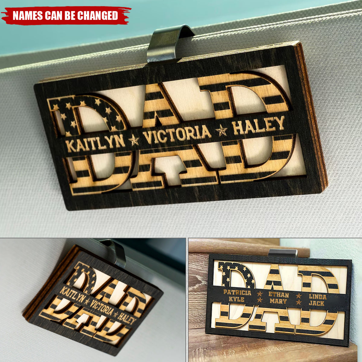 Personalized Wooden Car Clip With Name-A Gift For Dad