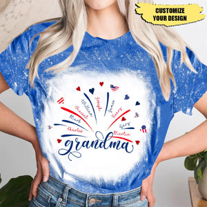 Firework America Flag Grandma And Kids Personalized 3D T-shirt