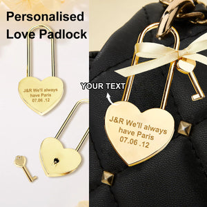 Personalised Love Padlock, Engraved Heart Padlock Gift For Couples