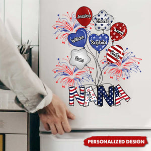 Personalized 4th Of July USA Flag Balloon Mom Grandma Personalized Sticker Decal