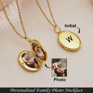 Personalized Photo Locket Necklace - Engraved Oval Necklace