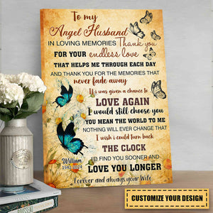 To My Angel Love One In Loving Memories Thank You - Personalized Canvas