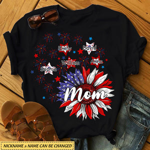 4th Of July Grandma Sunflowers Woman Memorial Day Personalized T-Shirts