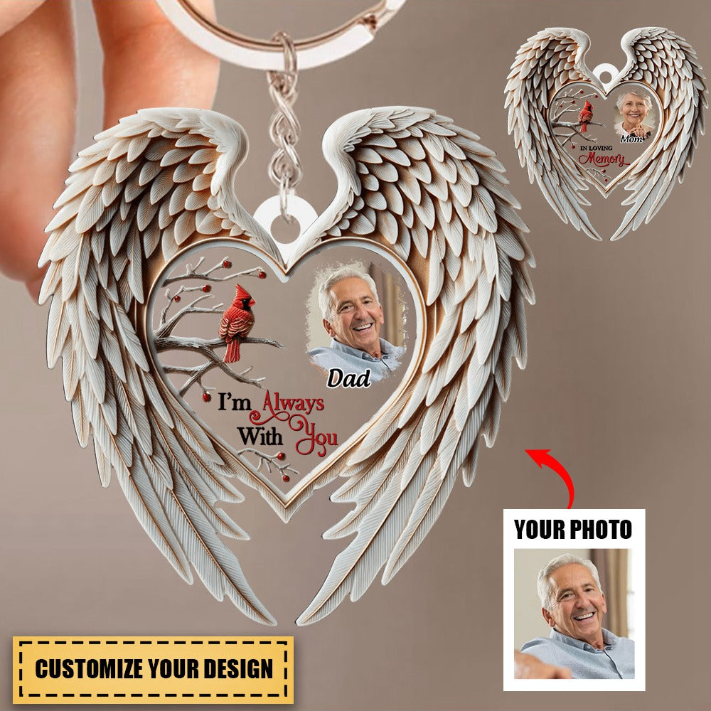 Custom Photo Angel Wings Memorial Acrylic Keychain