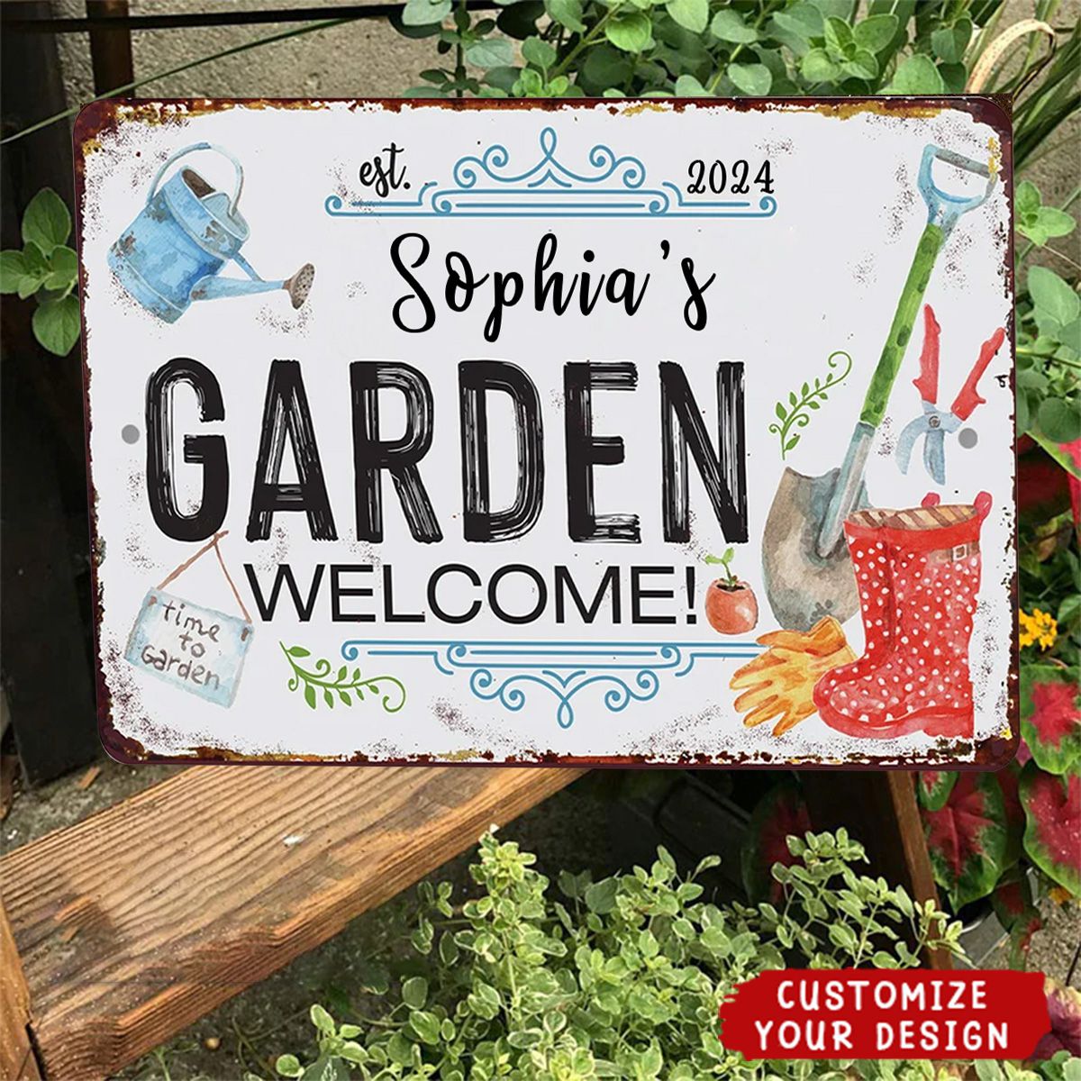 Time To Garden - Personalized Metal Sign
