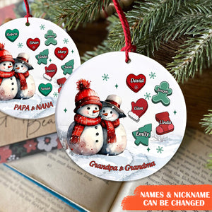 Personalized Ceramic Snowman Ornament- Christmas Home Decor