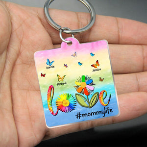 Love Grandma Life Butterfly Personalized Acrylic Keychain