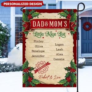 Little Nice List Christmas Gifts For Grandparents Custom Name Personalized Garden Flag Holiday Decoration