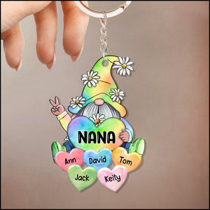 Colorful Rainbow Grandma Mom Little Heart Kids Personalized Keychain