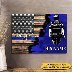 Half Thin Blue and Red Line Flag Personalized Police Officer and Firefighter Canvas