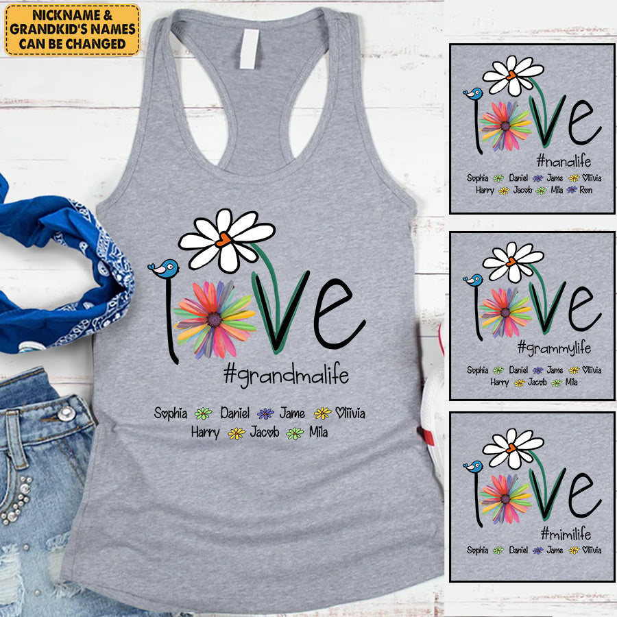 Personalized Love Grandma Life Flower Tank top