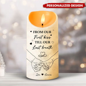 From Our First Kiss Till Our Last Breath- Personalized Customized Gender Couple LED Candle