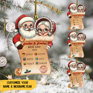 Personalized Grandparents To Give To Children Christmas Gift List Ornament