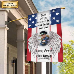 Veteran Angel Wings In Memory of Personalized Garden Flag