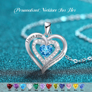 I Love You For Always And Forever - Personalized Birthstones Necklace