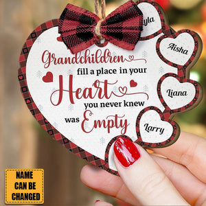 Grandchildren Fill A Place In Your Heart -Personalized Wooden Ornament