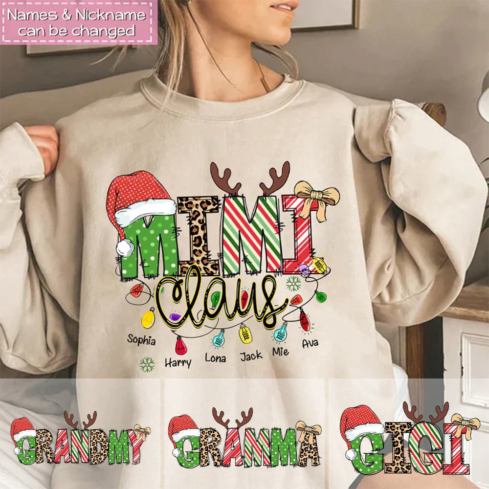 Personalized Christmas Sweat Shirt For Grandma/Mom - Customize Kids