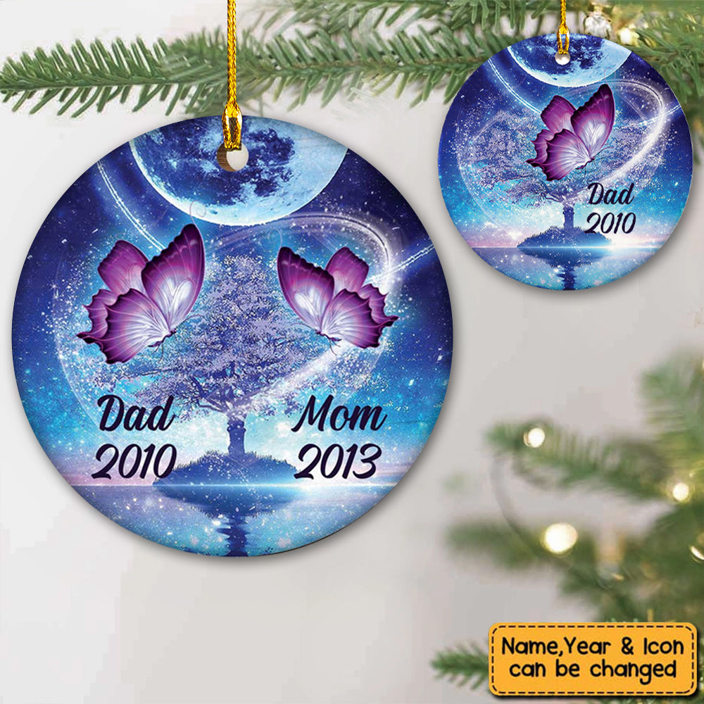 Personalized Butterfly Memorial Mom Dad Ornament