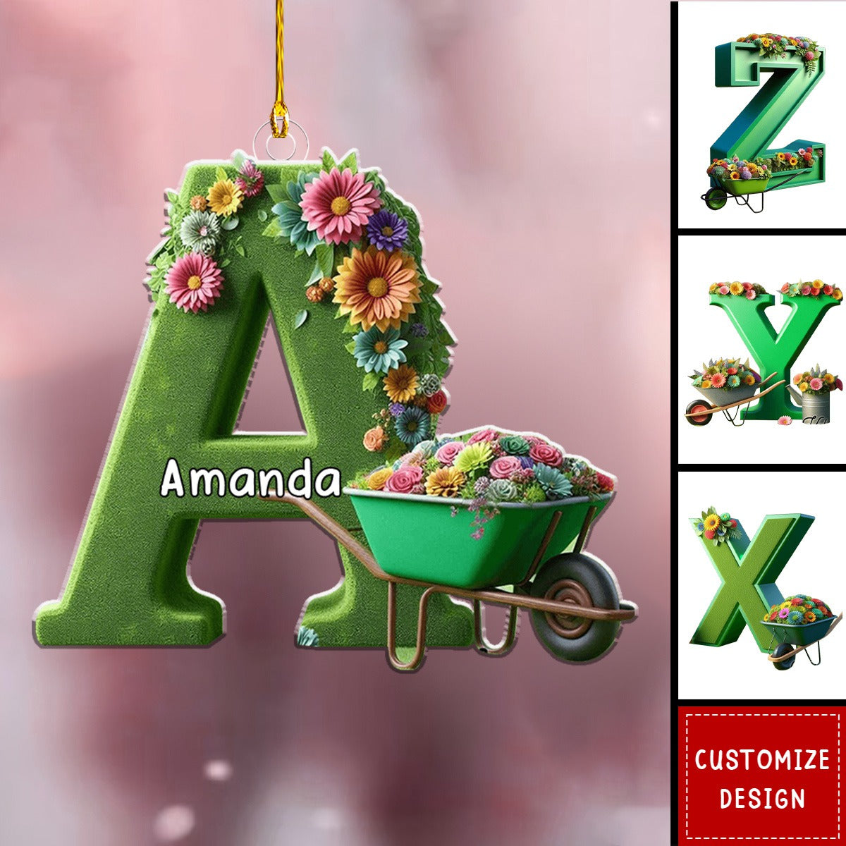 Custom Alphabet Letter Gifts For Garden Lovers Christmas Ornament