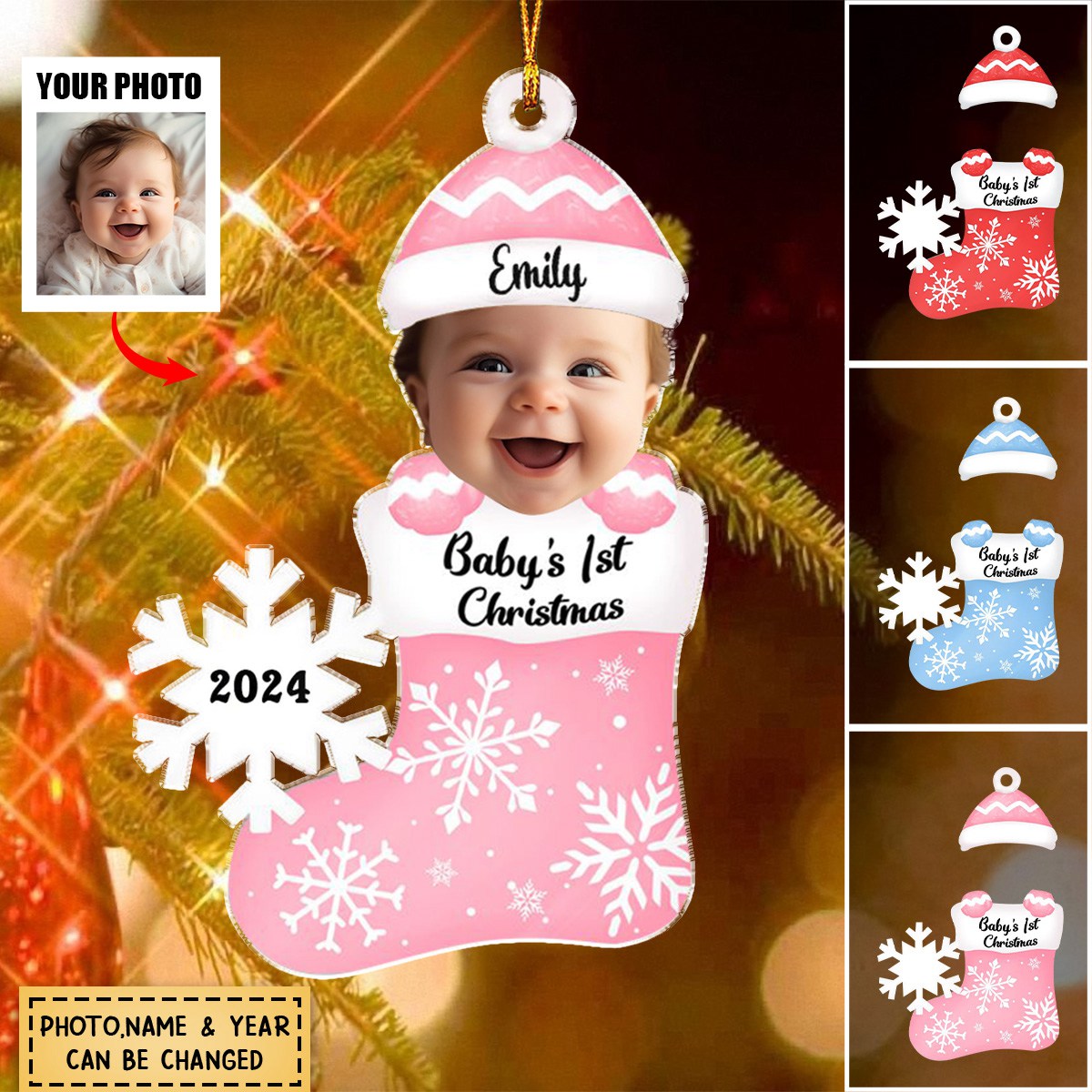 Custom Photo Baby's 1st Christmas - Personalized Acrylic Ornament