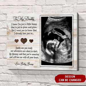 Gift For Dad To Be From Bump, Pregnancy Announcement Personalized Canvas