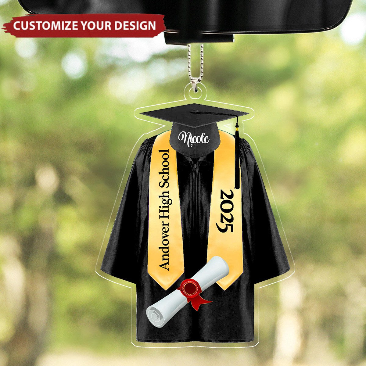 Personalized Graduation Gown Ornament With School Name