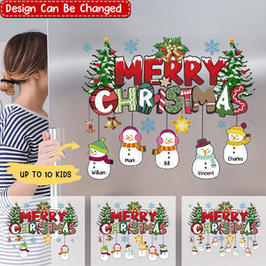 Merry Christmas Custom Snowman Kids - Personalized Sticker
