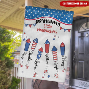 July 4th Garden Flag Grandma's Firecrackers Independence Day Personalized Garden Flag