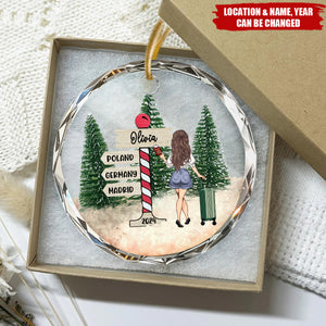 Memories Of Girl’s Travel Adventures-Personalized Travel Souvenirs City Name Ornament