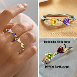 Couple Birthstone Rings Shaped Love Heart Simple And Fashionable