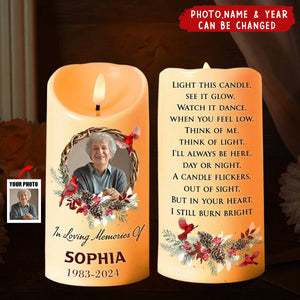 Memorial Gifts Still Burn Right Custom Photo Personalized LED Candle