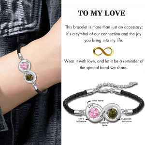 Personalized Couple Infinity Bracelets With 2 Birthstones