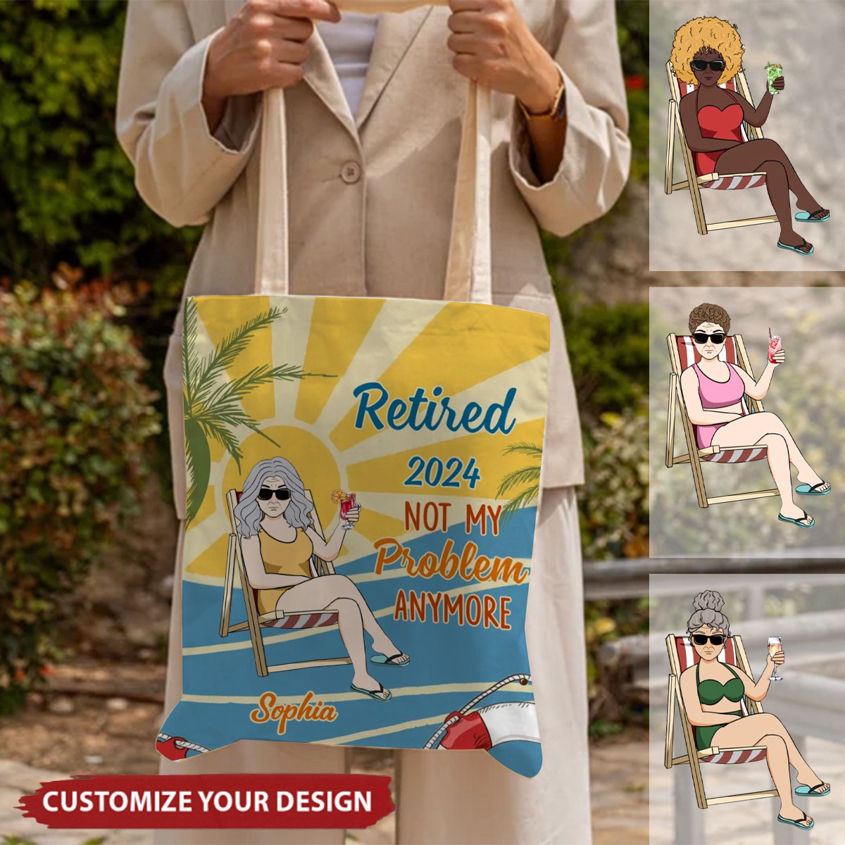 Retired Not My Problem Personalized Tote Bag