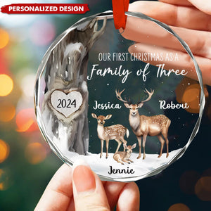 Our First Christmas As A Family Of Three/Four -Personalized Glass Ornaments