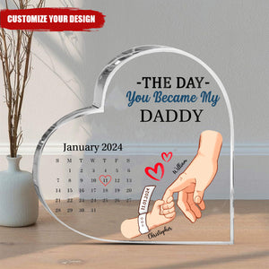 Calendar Mommy The Day You Became My Mommy - Gift For Mother - Personalized Heart Shaped Acrylic Plaque