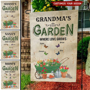 Garden Where Love Grows- Personalize Funny Rustic Garden Flag