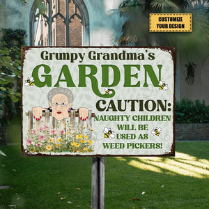 Caution Naughty Children Will Be Used As Weed Pickers - Personalized Classic Metal Sign