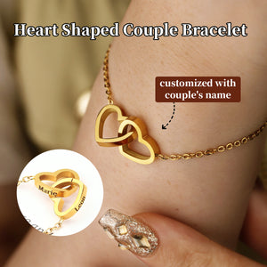 Personalized Name Customization Simple Stylish Heart Shaped Couple Bracelet