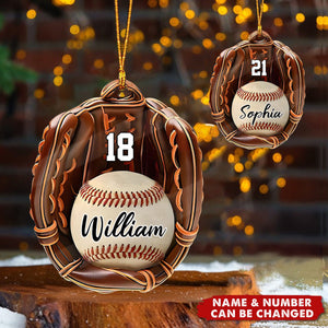 Custom Name And Number Personalized Baseball Acrylic Ornament