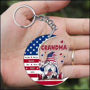 4th Of July Grandma's Sweetheart -Gift For Grandma, Mom Personalized Acrylic Keychain