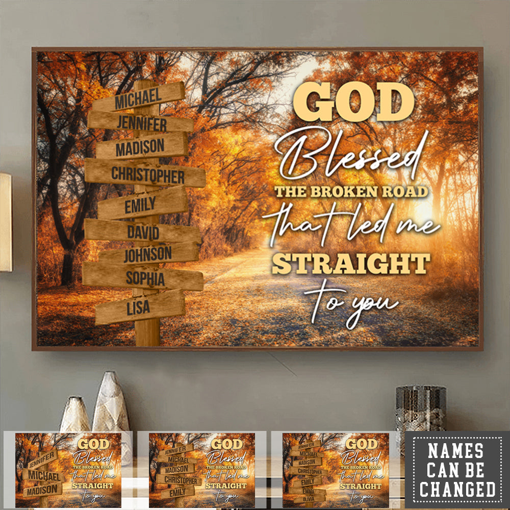 Autumn Road,Personalized God Blessed Canvas - Gift For Family