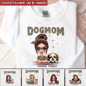 Leopard Shirt Doll Dog Mom Personalized Sweatshirt